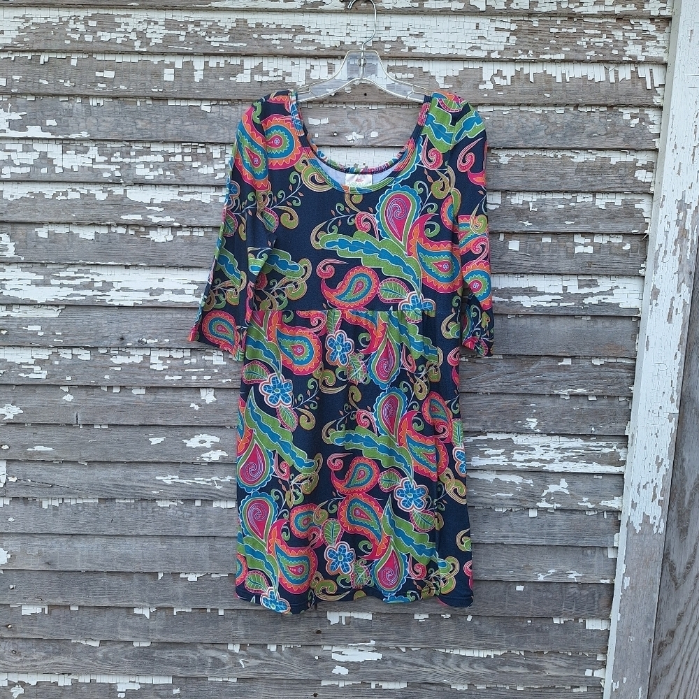 Lolly Wolly Doodle Size Large Dress Colorful Floral Knit Travel